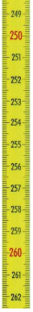 Skalenbandmaß Oben/Unten 13 mm polyamid/gelb mit Selbklebefolie 2 Meter