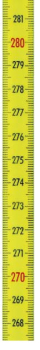 Skalenbandmaß Unten/Oben 13 mm polyamid/gelb mit Selbstklebefolie 2 Meter