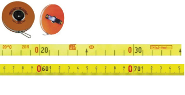 Glasfaserbandmaß in Platalkapsel Typ "P" 16 mm 50 m cm/cm-Teilung