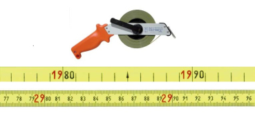 Stahlbandmaß gelblackiert in Leichtmetallrahmen Typ "SR" 10m