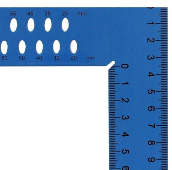 Zimmermannswinkel 800 mm mit mm-Skala und Anreißlöcher (blau)