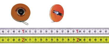 Stahlbandmaß mit mm-Duplexteilung weißlackiert in Platalkapsel Typ "P" 20m