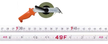Stahlbandmaß weißlackiert in Leichtmetallrahmen Typ "SR" 30m/100ft