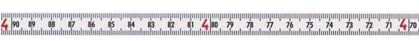 Skalenbandmaß weißlackiert rechts-links 13 mm mit Selbstklebefolie 20 Meter