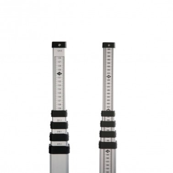 Teleskopnivelliermeter 5m, E‐Teilung Rückseite Stichmaß inkl. Tasche und Libelle